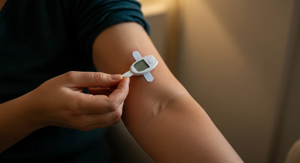 Kontinuerlig glukosemåler (CGM) på overarm for blodsukkermåling
