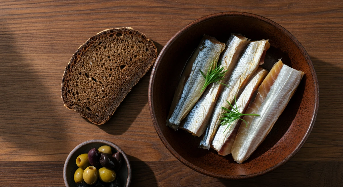 Spekemat og rugbrød på fjøl, naturlige norske kilder for saltbalanse.