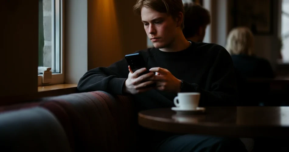 Person scroller Instagram alene — fenomen sosial sammenligning på sosiale medier