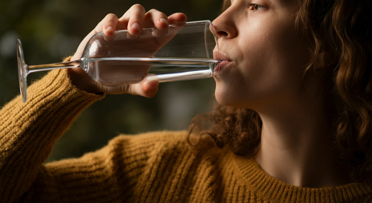 Vann mellom vin-glass demper alkohol-effekten betydelig